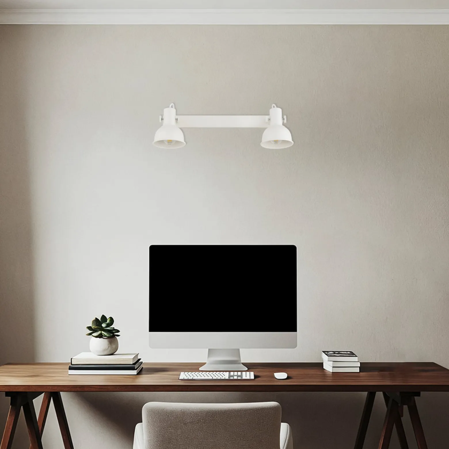 Deckenleuchte Trogir, beige, 2-flammig, Länge 27 cm