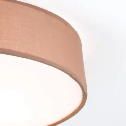 Deckenleuchte Ufo mit Leinenschirm, braun
