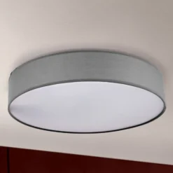 Deckenleuchte Ufo mit Leinenschirm, grau