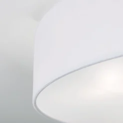 Deckenleuchte Ufo mit Leinenschirm, weiß