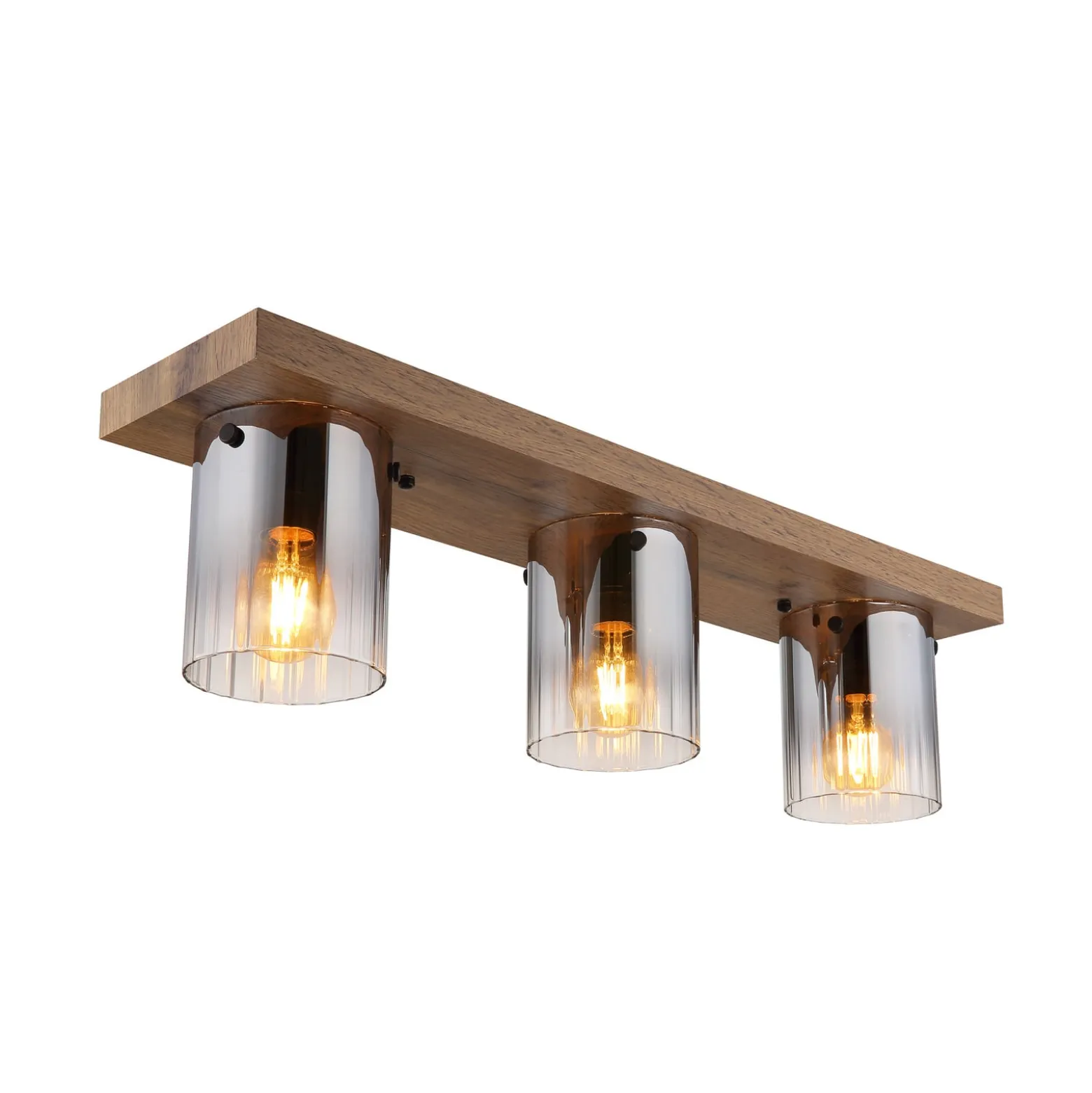 Deckenleuchte Underwood, Länge 71 cm, braun/rauchgrau, MDF