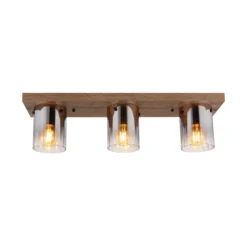 Deckenleuchte Underwood, Länge 71 cm, braun/rauchgrau, MDF