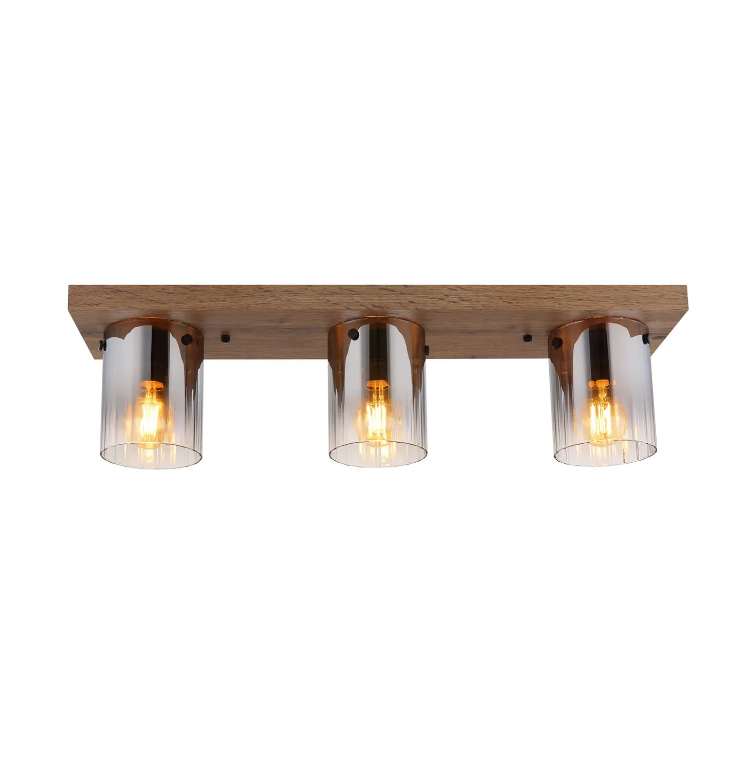 Deckenleuchte Underwood, Länge 71 cm, braun/rauchgrau, MDF