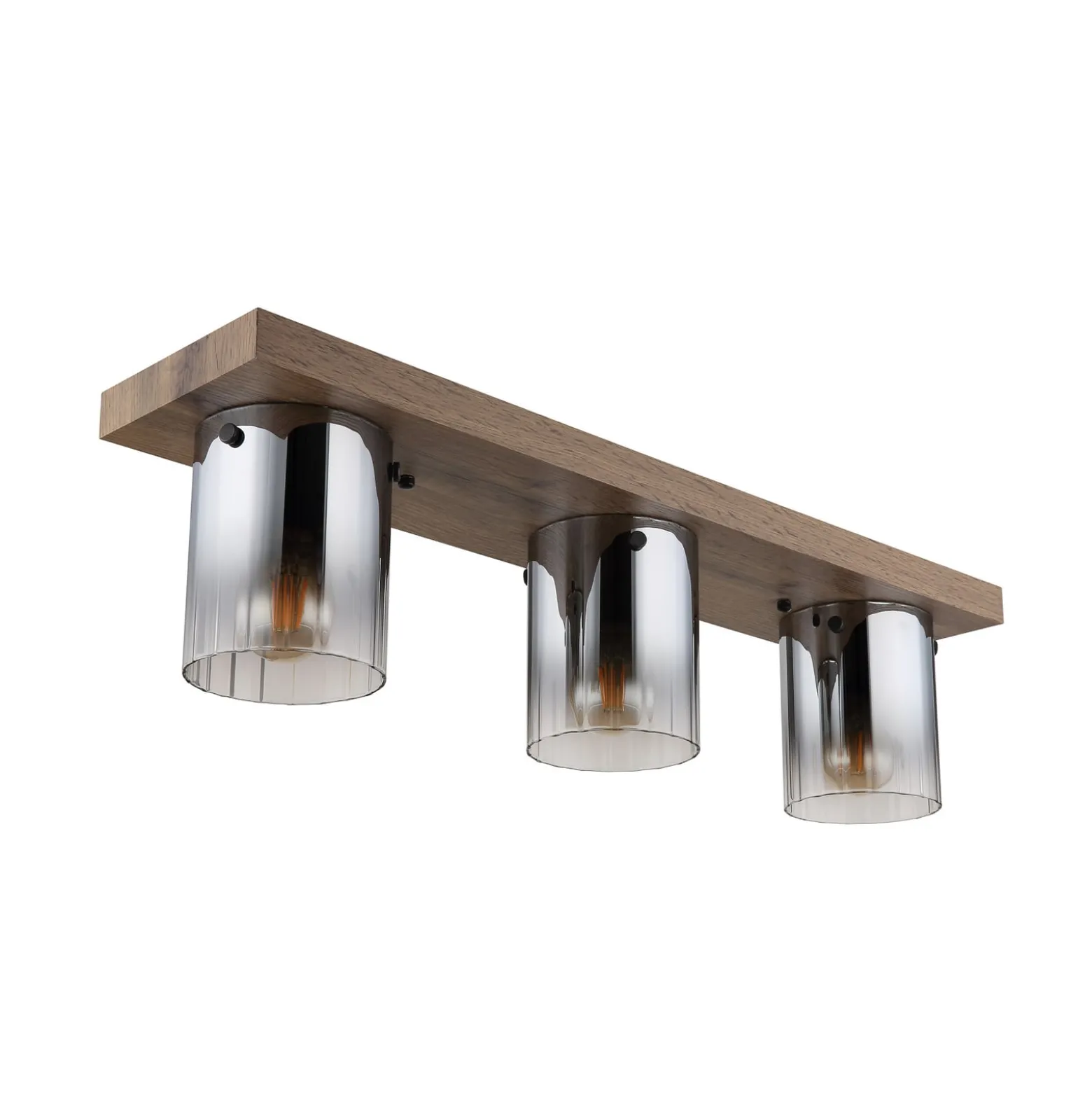 Deckenleuchte Underwood, Länge 71 cm, braun/rauchgrau, MDF