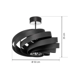 Deckenleuchte Vento, schwarz, Ø 50 cm, Metall, E27