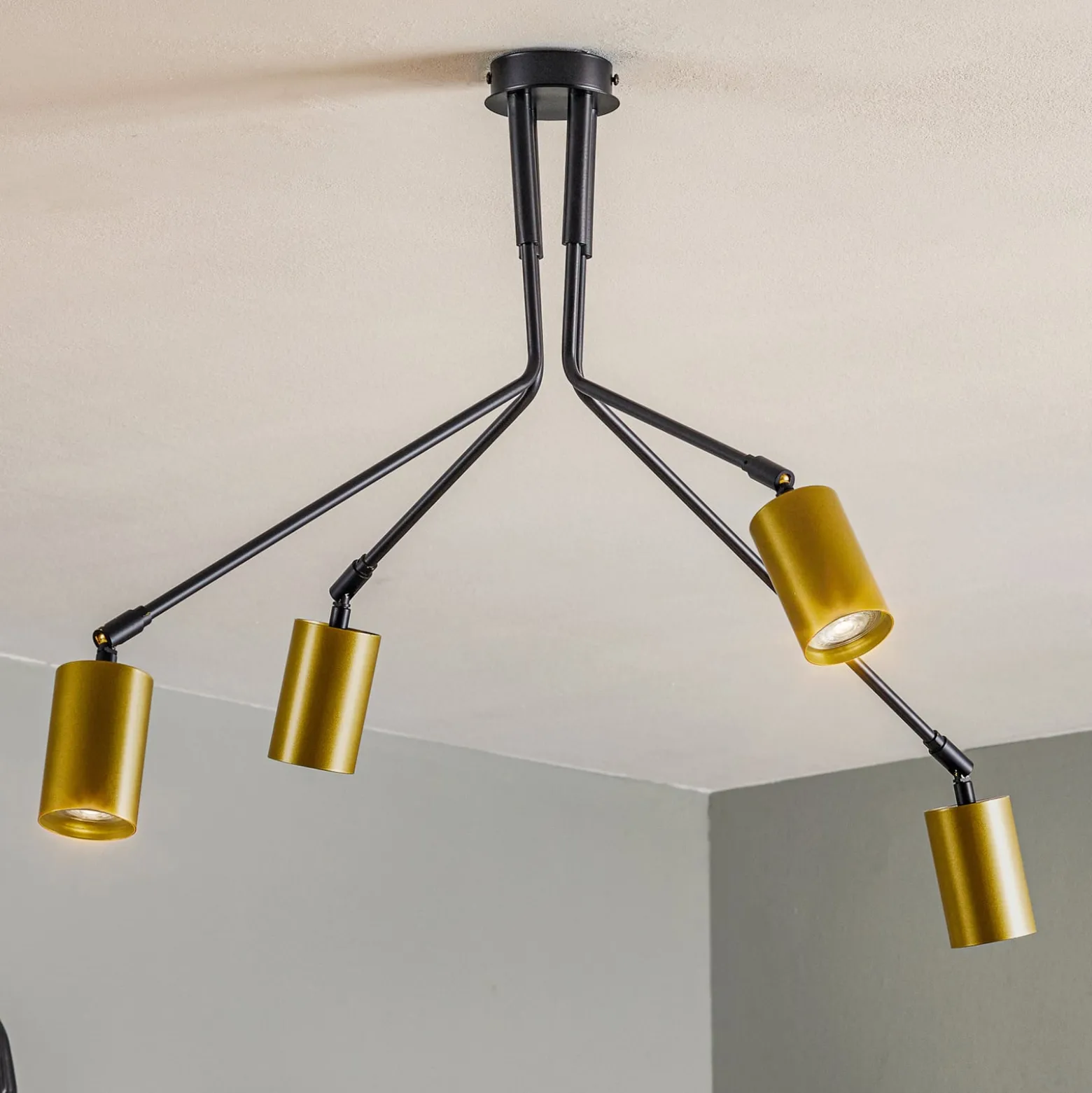 Deckenleuchte Verno 4 Black in Schwarz und Gold