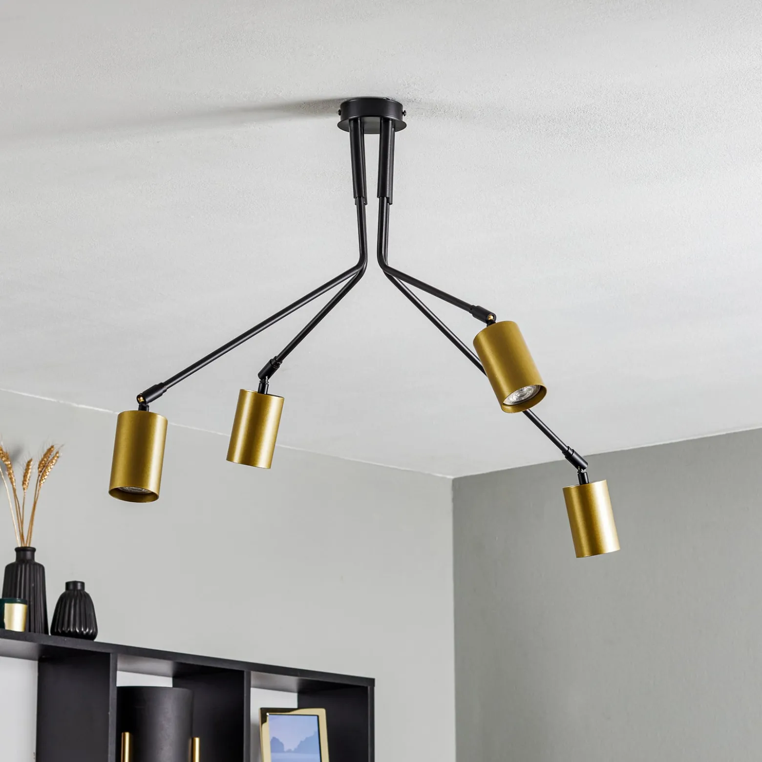 Deckenleuchte Verno 4 Black in Schwarz und Gold