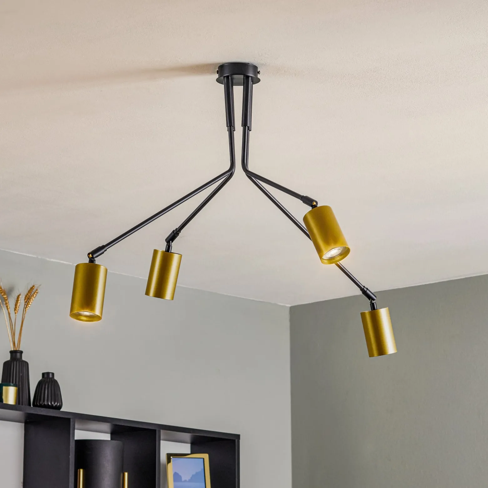 Deckenleuchte Verno 4 Black in Schwarz und Gold