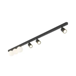 Deckenleuchte Vox, 6-flammig, Glas, schwarz, Länge 159 cm