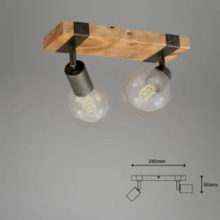 Deckenleuchte Wood Basic, zweiflammig