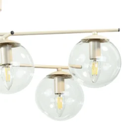 Deckenleuchte Zoe, beige, Länge 72 cm, 6-flammig, Glas, E14