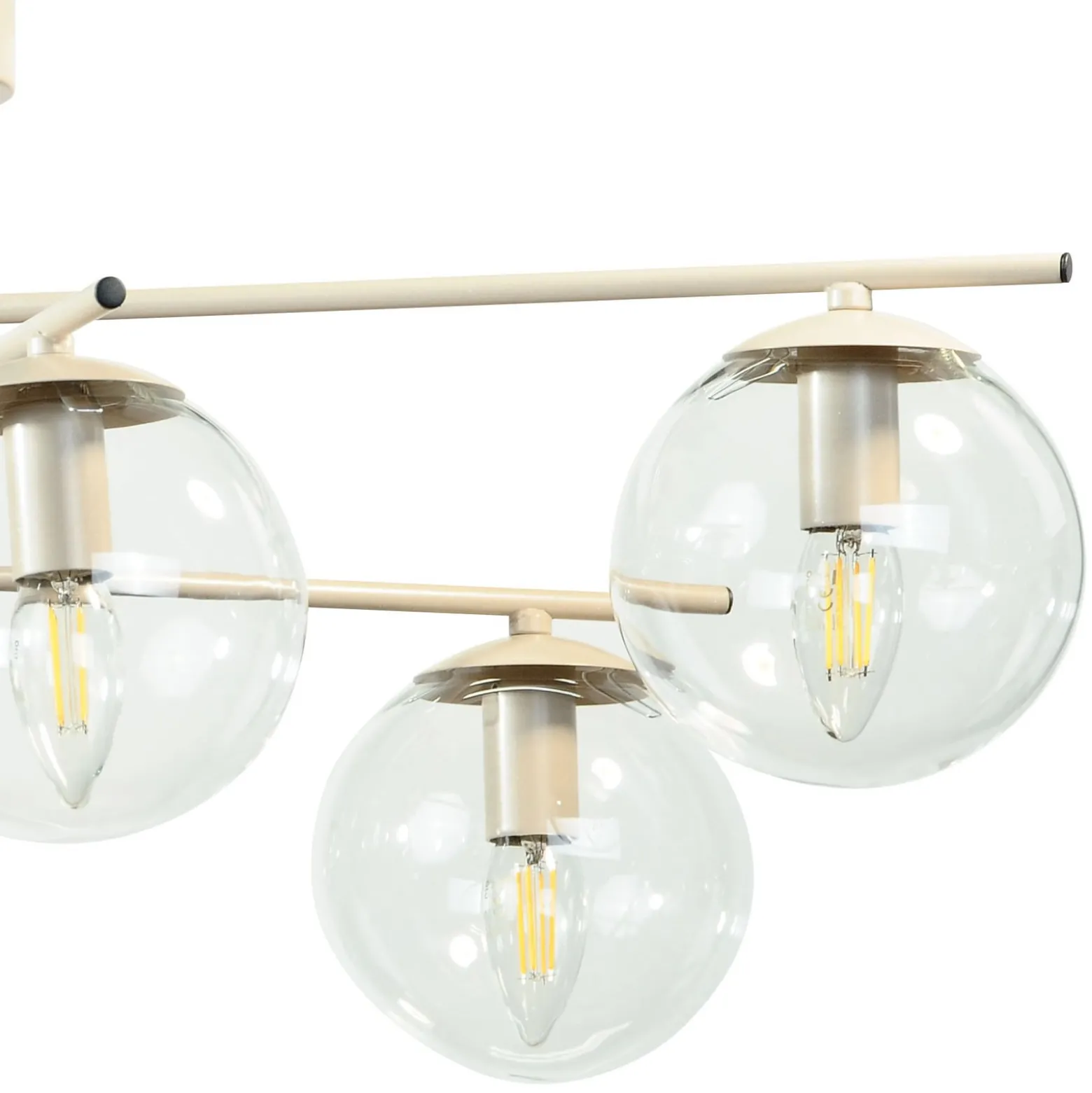 Deckenleuchte Zoe, beige, Länge 72 cm, 6-flammig, Glas, E14