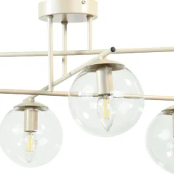 Deckenleuchte Zoe, beige, Länge 72 cm, 6-flammig, Glas, E14