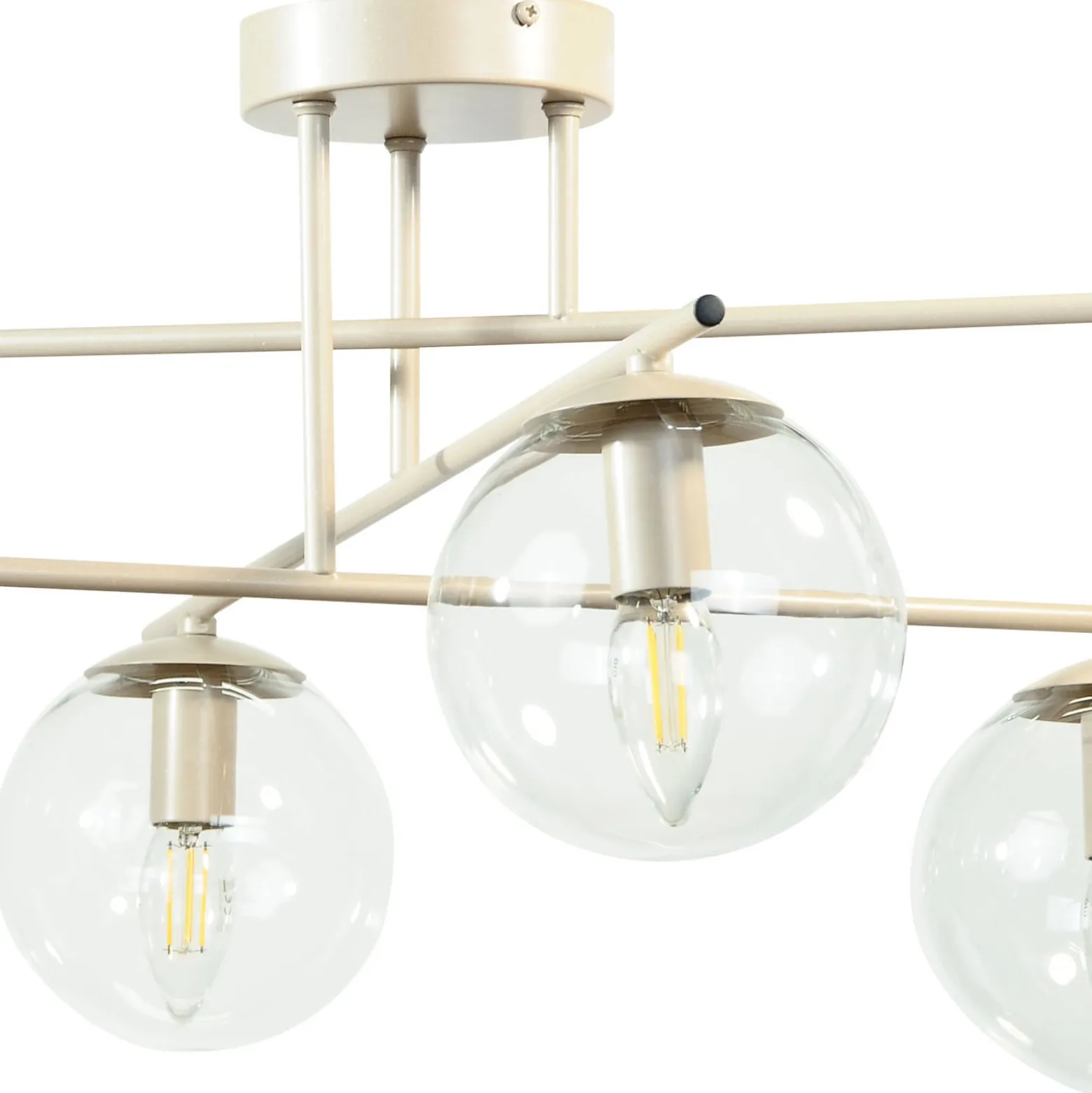 Deckenleuchte Zoe, beige, Länge 72 cm, 6-flammig, Glas, E14