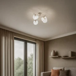 Deckenleuchte Zoe, beige, Länge 51 cm, Glas, 4-flammig, E14