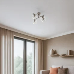 Deckenleuchte Zoe, beige, Länge 51 cm, Glas, 4-flammig, E14