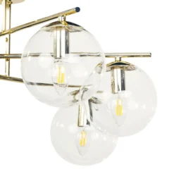 Deckenleuchte Zoe, goldfarben, Länge 72 cm, 6-flammig, Glas