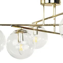 Deckenleuchte Zoe, goldfarben, Länge 72 cm, 6-flammig, Glas