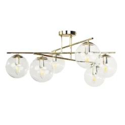 Deckenleuchte Zoe, goldfarben, Länge 72 cm, 6-flammig, Glas