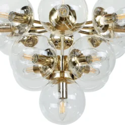 Deckenleuchte Zumba, gold/klar, 13-flammig, Glas