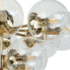 Deckenleuchte Zumba, gold/klar, 13-flammig, Glas
