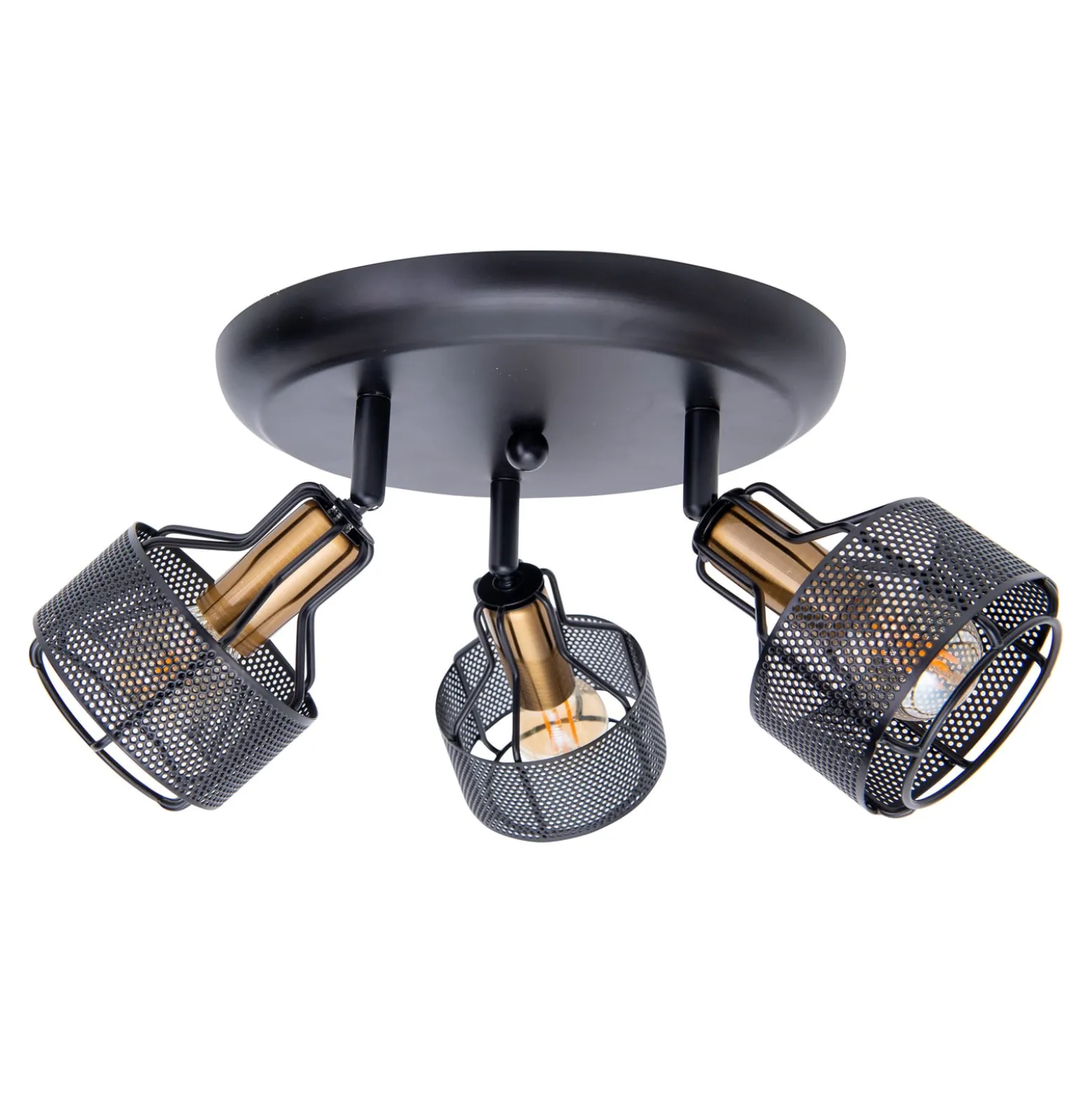 Deckenrondell Foro, dreiflammig, schwarz/gold