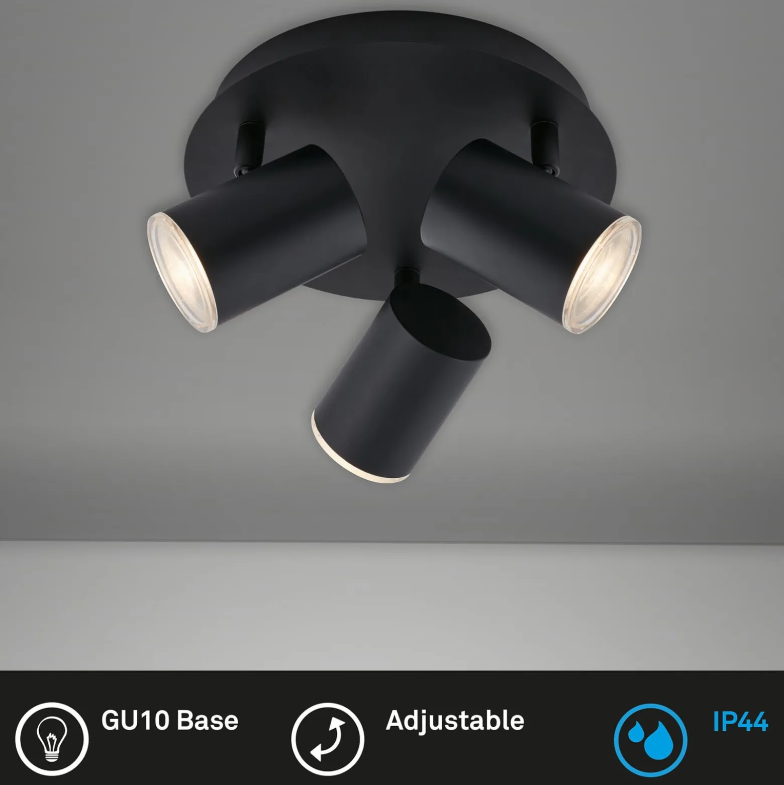 Deckenspot Banyo Splash GU10 IP44 rund dreiflammig