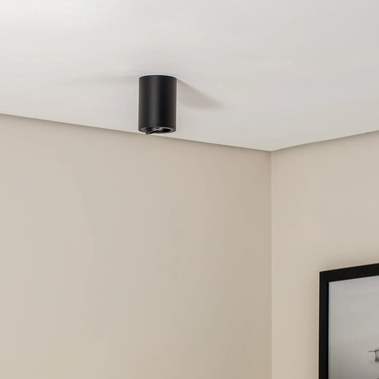Deckenspot Bima, rund schwarz