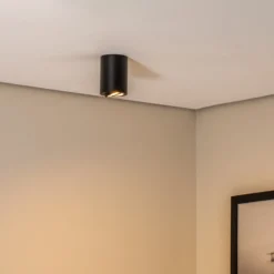 Deckenspot Bima, rund schwarz