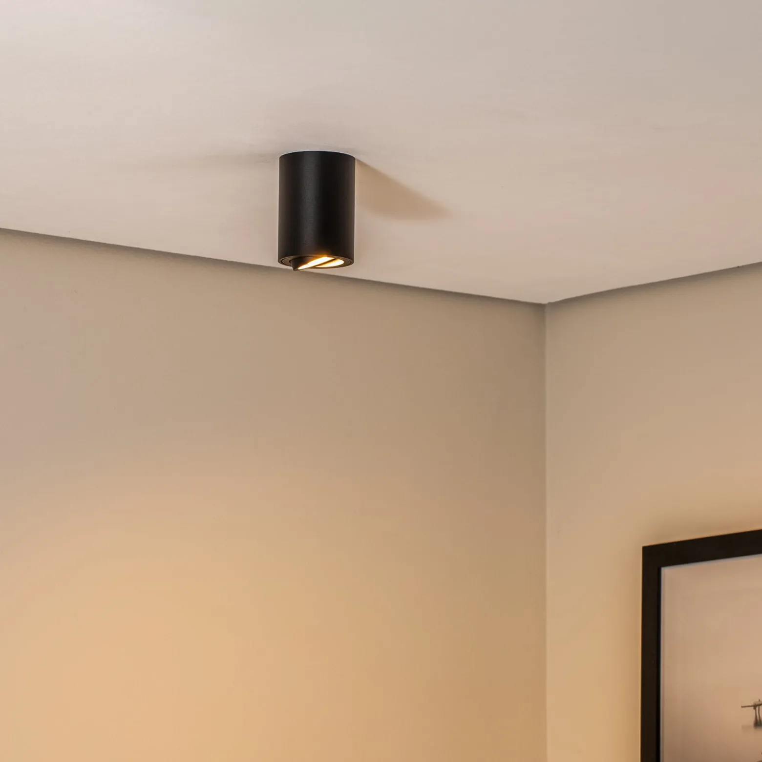 Deckenspot Bima, rund schwarz