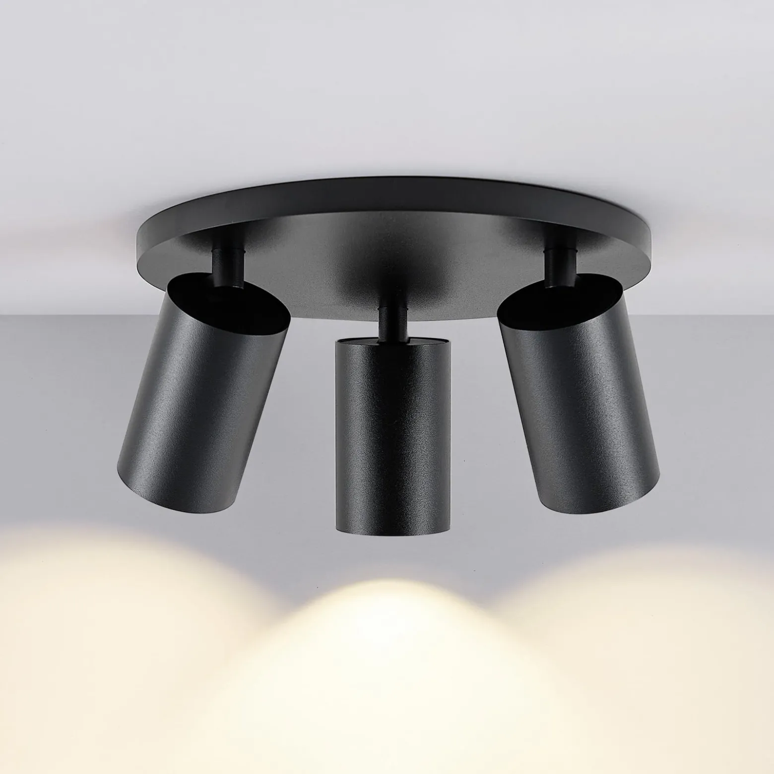 Deckenspot CAN TILT, schwarz, Ø 25 cm, 3-flammig Metall GU10