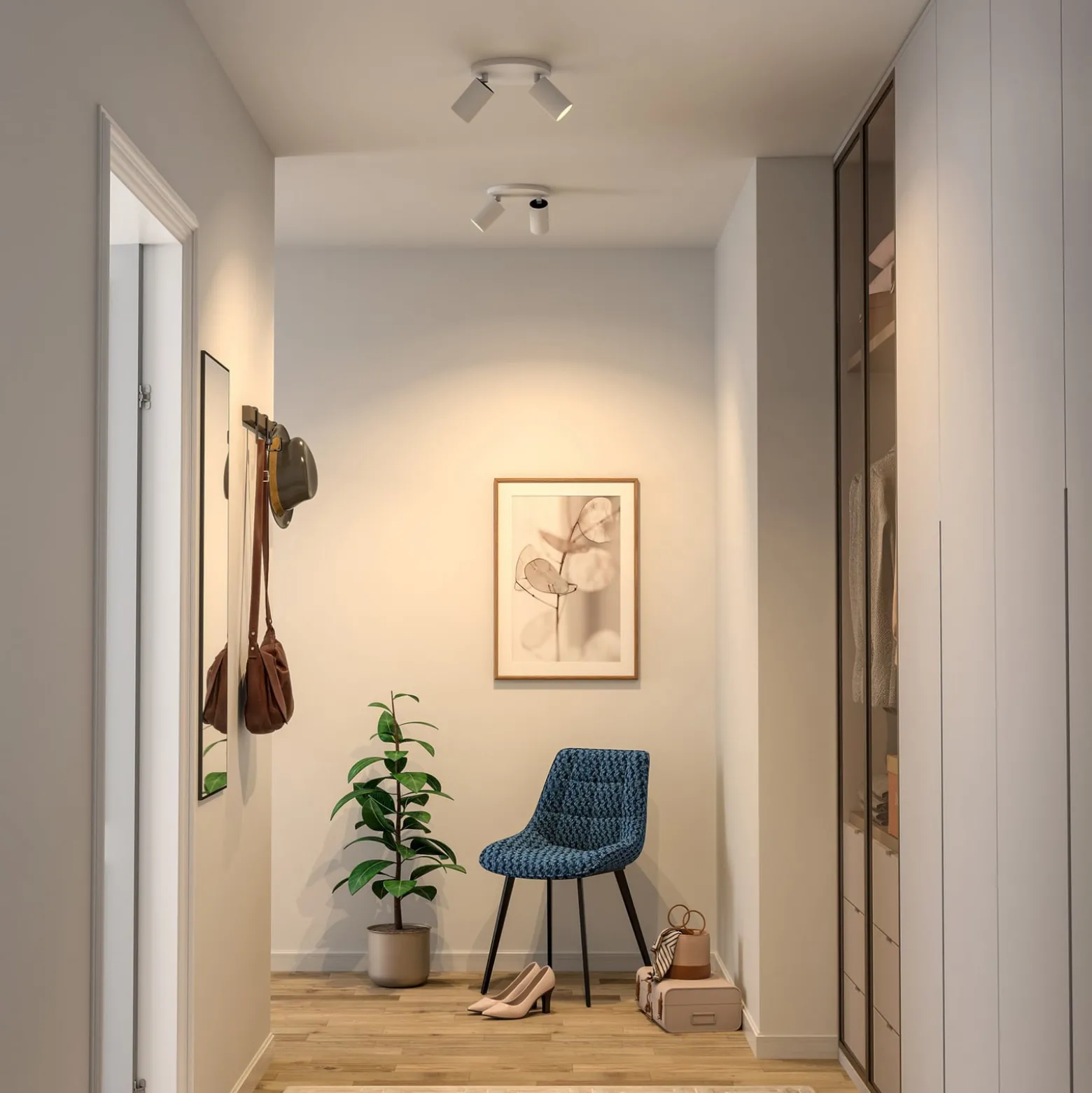 Deckenspot CAN TILT, weiß, Ø 20 cm, 2-flammig, Metall, GU10