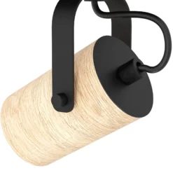 Deckenspot Cayuca, schwarz/holzdekor, zweiflammig