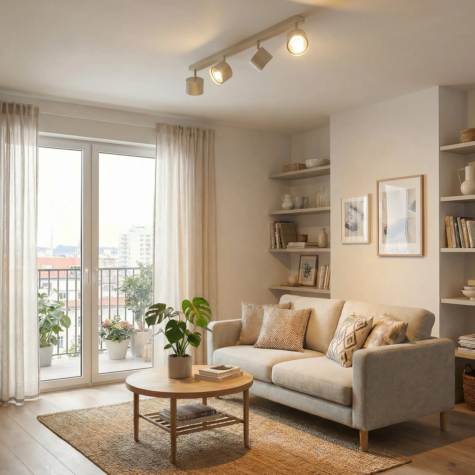 Deckenspot Chloe, creme, vierflammig, verstellbar