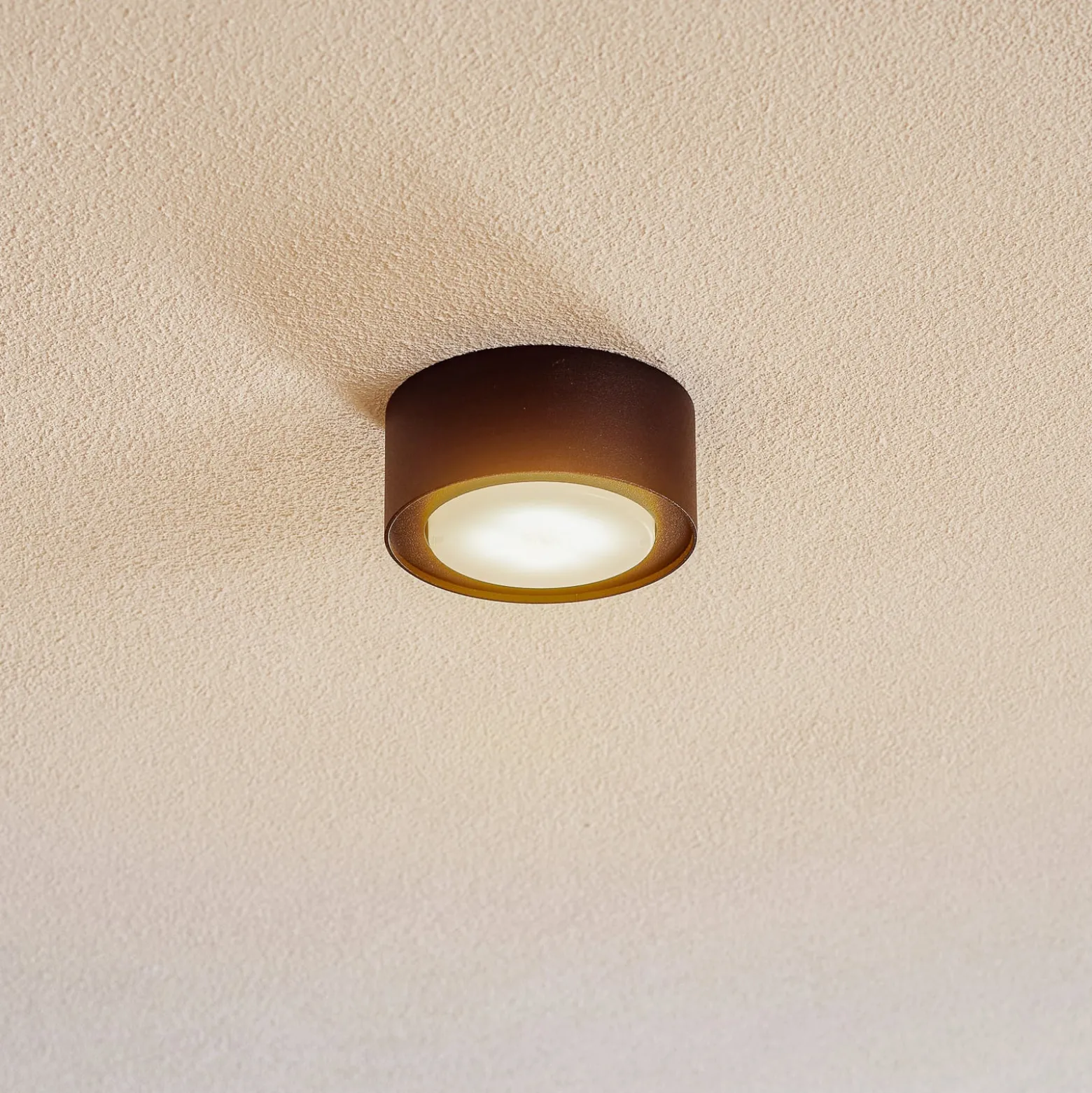 Deckenspot Flea aus Stahl, schwarz