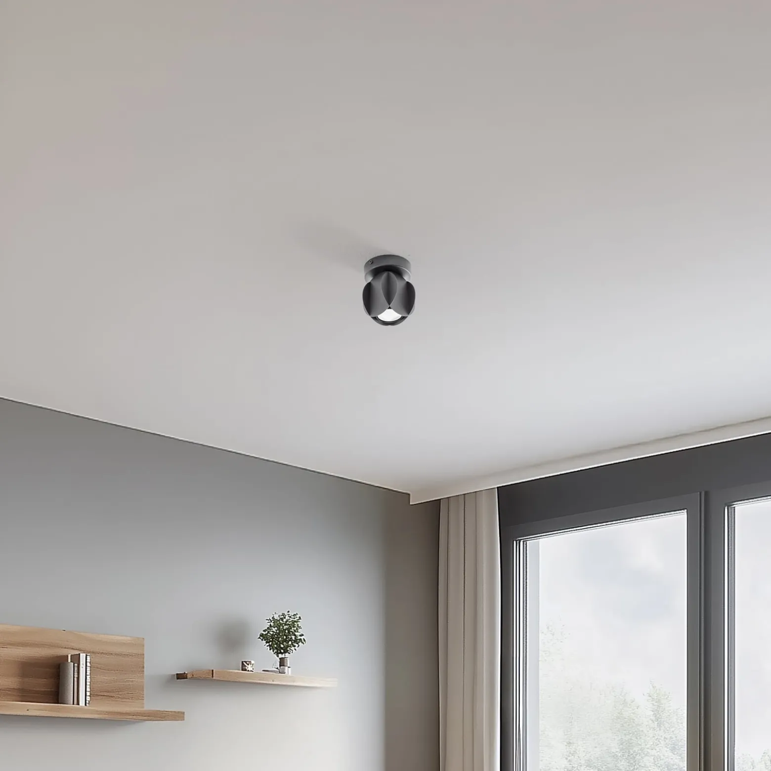 Deckenspot GAMBIT, schwarz, Ø 10 cm, Metall, GU10-LED