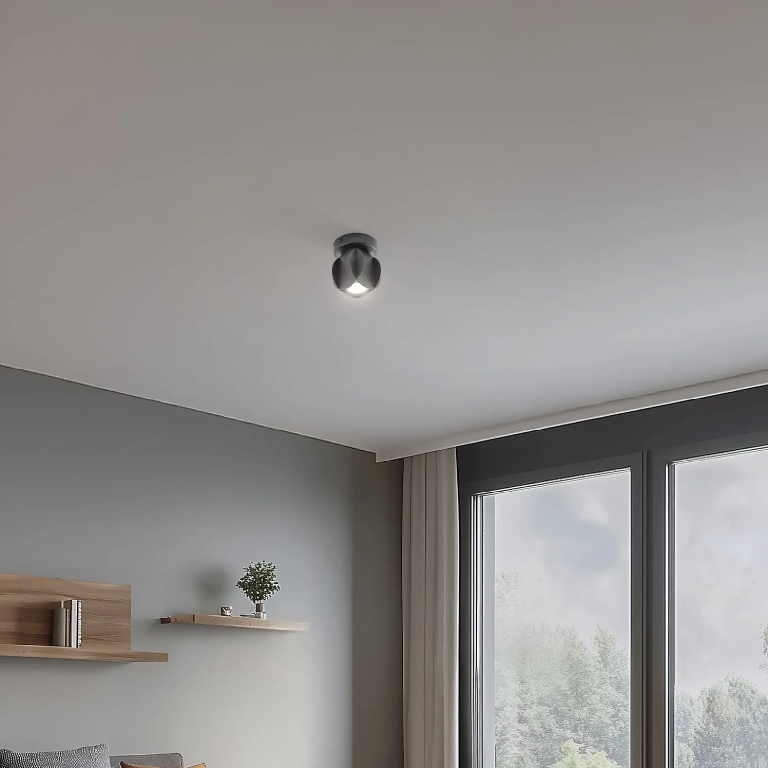 Deckenspot GAMBIT, schwarz, Ø 10 cm, Metall, GU10-LED