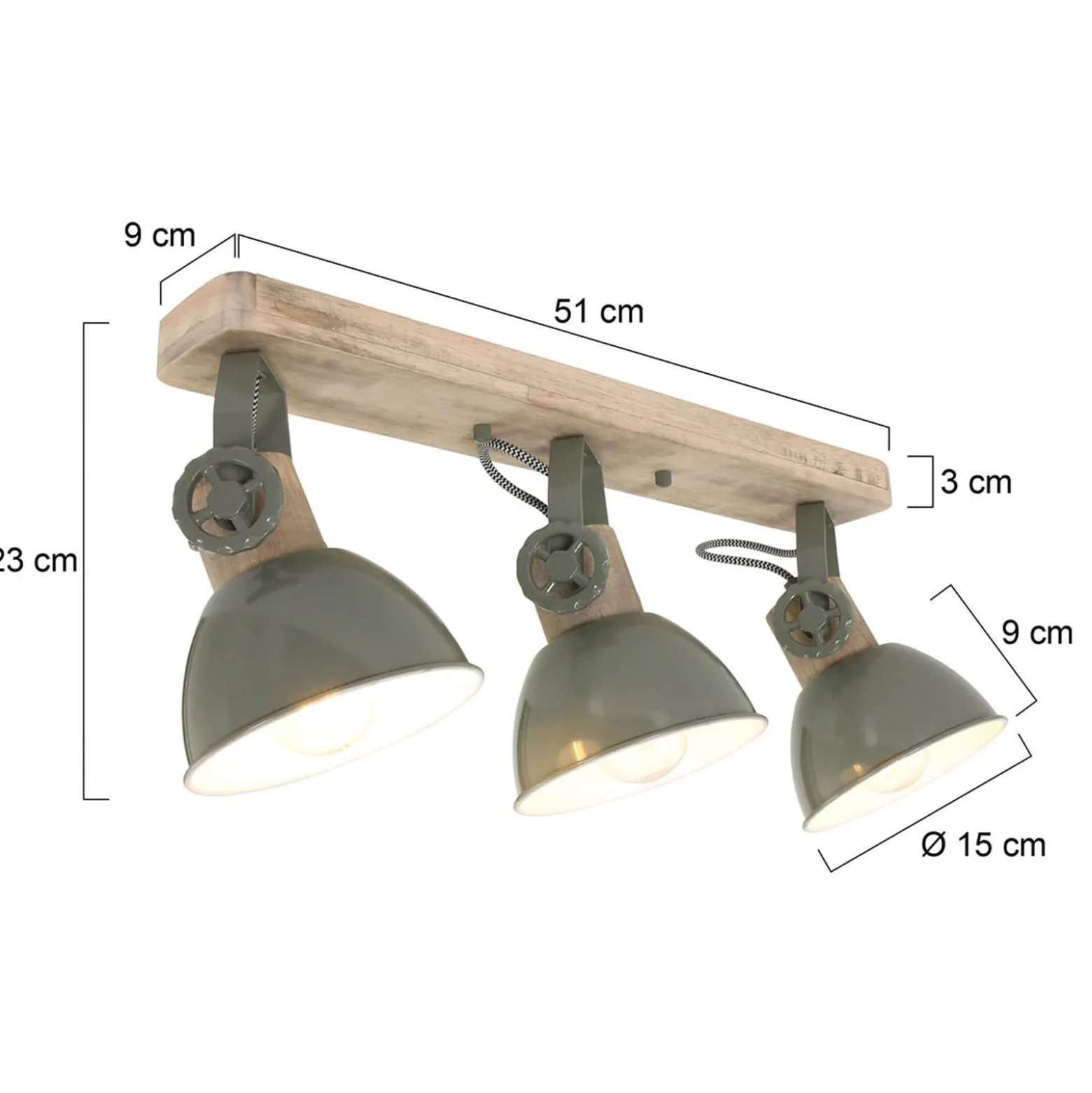 Deckenspot Gearwood, 3-flammig grün