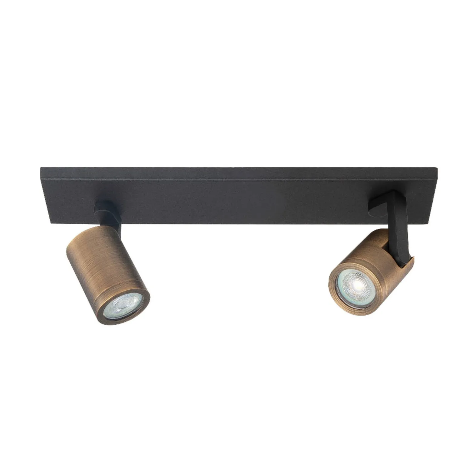 Deckenspot Halo, schwarz/messing brüniert Länge 40 cm 2-flg.