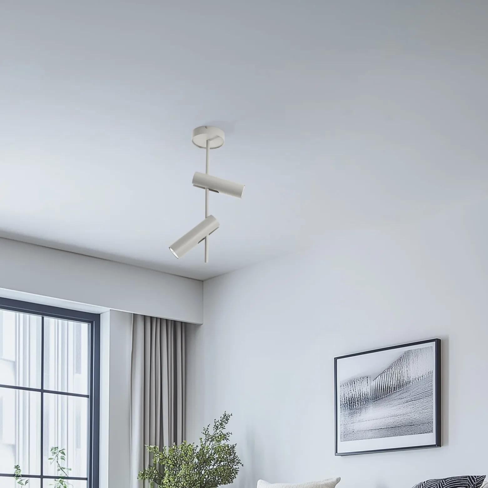 Deckenspot Leda 2, taupe, 2-flammig, Stahl, GU10, Höhe 55 cm