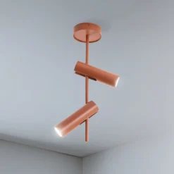 Deckenspot Leda 2, ziegelrot, 2-flammig, Höhe 55 cm