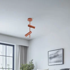 Deckenspot Leda 2, ziegelrot, 2-flammig, Höhe 55 cm