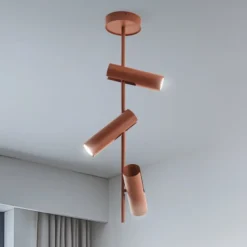 Deckenspot Leda 3, ziegelrot, 3-flammig, Stahl, Höhe 76 cm