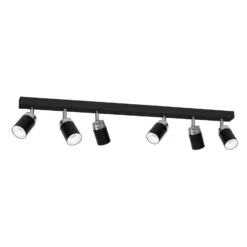 Deckenspot Rondo schwarz/chrom, sechsflammig