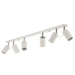 Deckenspot Round, weiß, sechsflammig linear