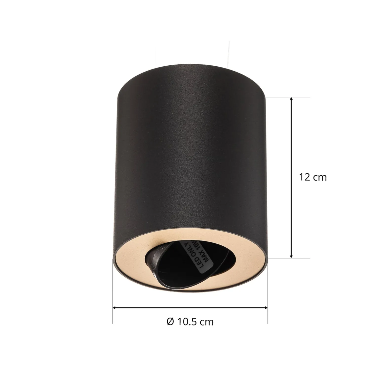 Deckenspot Set, verstellbar, schwarz, innen gold