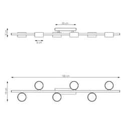 Deckenstrahler Bet, Länge 100 cm, schwarz, Metall, 6-flg.