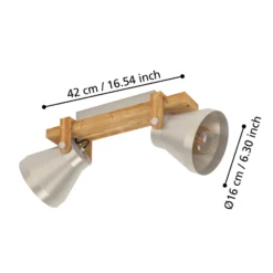 Deckenstrahler Cawton, Länge 58,5 cm, stahl/braun, 2-flg.
