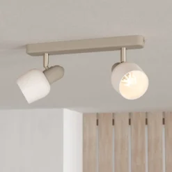 Deckenstrahler Corato, Länge 30 cm, sand/nickel/opal, 2-flg.