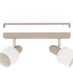 Deckenstrahler Corato, Länge 30 cm, sand/nickel/opal, 2-flg.